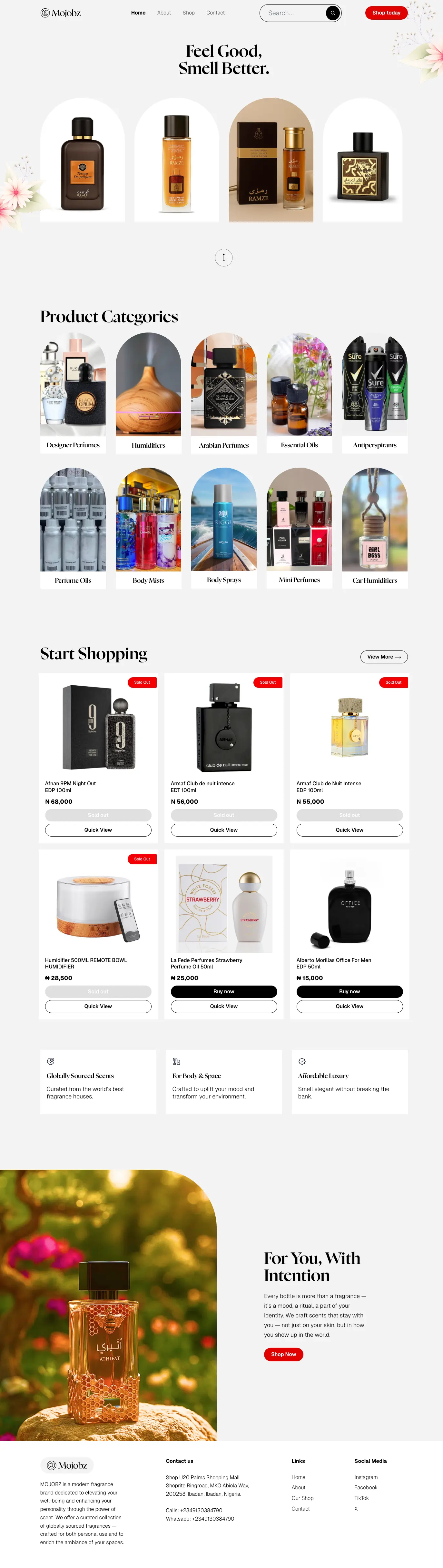 mojobzfragrance.com homepage
